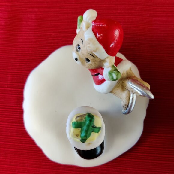 Vintage HOMCO Ice Skating Bear Trinket Box w/ Boot #8904 Home Interior - Picture 5 of 8